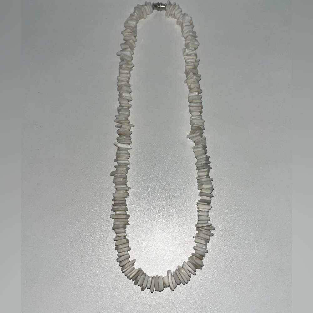 Medium size white shell piece necklace
